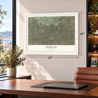 Thoreau, New Mexico map, 18 x 24 inch print in a white frame in a home office