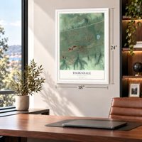 Thorndale, Pennsylvania map, 18 x 24 inch print in a white frame in a home office
