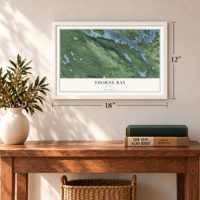 Thorne Bay, Alaska map, 12 x 18 inch print in a white frame in an entryway