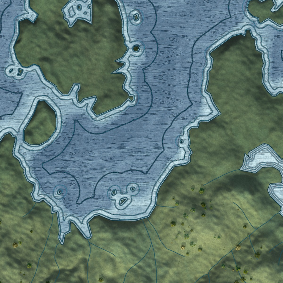 Second close-up of the map of Thorne Bay, Alaska print showing more streets and buildings
