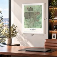 Thornton, Illinois map, 18 x 24 inch print in a white frame in a home office