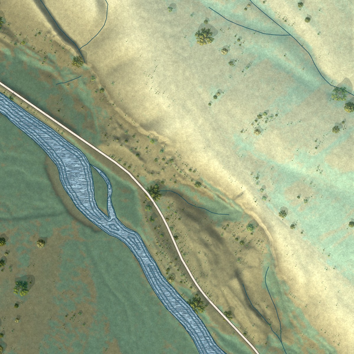 Second close-up of the map of Thorp, Washington print showing more streets and buildings