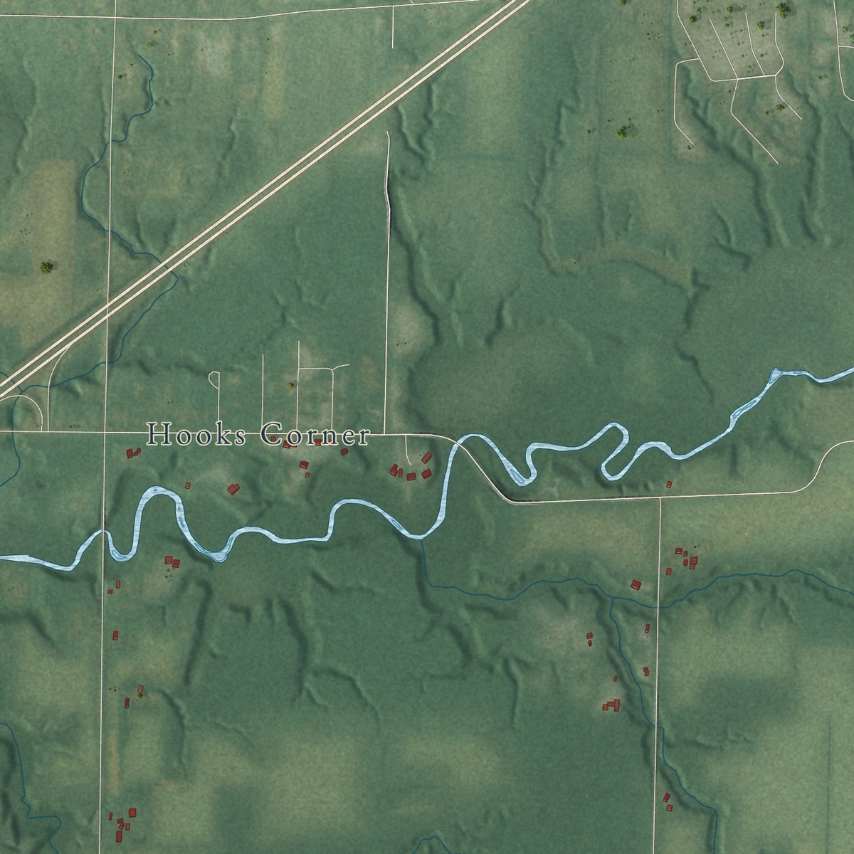 Second close-up of the map of Three Oaks, Berrien County, Michigan print showing more streets and buildings