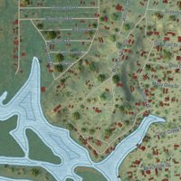 Second close-up of the map of Thunderbird Bay, Texas print showing more streets and buildings