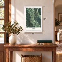 Tibes, Puerto Rico map, 12 x 18 inch print in a white frame in an entryway