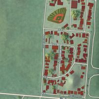 Second close-up of the map of Tiburones, Puerto Rico print showing more streets and buildings