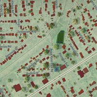 Second close-up of the map of Tice, Florida print showing more streets and buildings