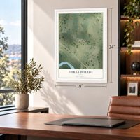 Tierra Dorada, Texas map, 18 x 24 inch print in a white frame in a home office