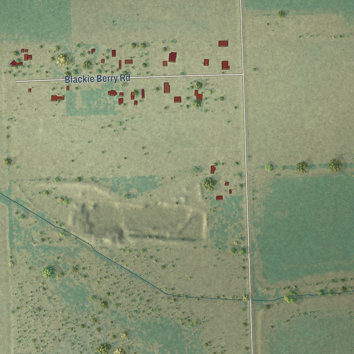 Second close-up of the map of Tierra Grande, Texas print showing more streets and buildings