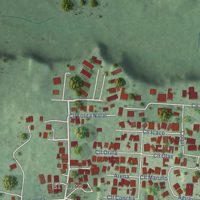 Second close-up of the map of Tierras Nuevas Poniente, Puerto Rico print showing more streets and buildings