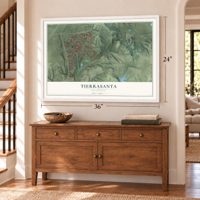 Tierrasanta, California map, 24 x 36 inch print in a white frame above a dresser by a staircase