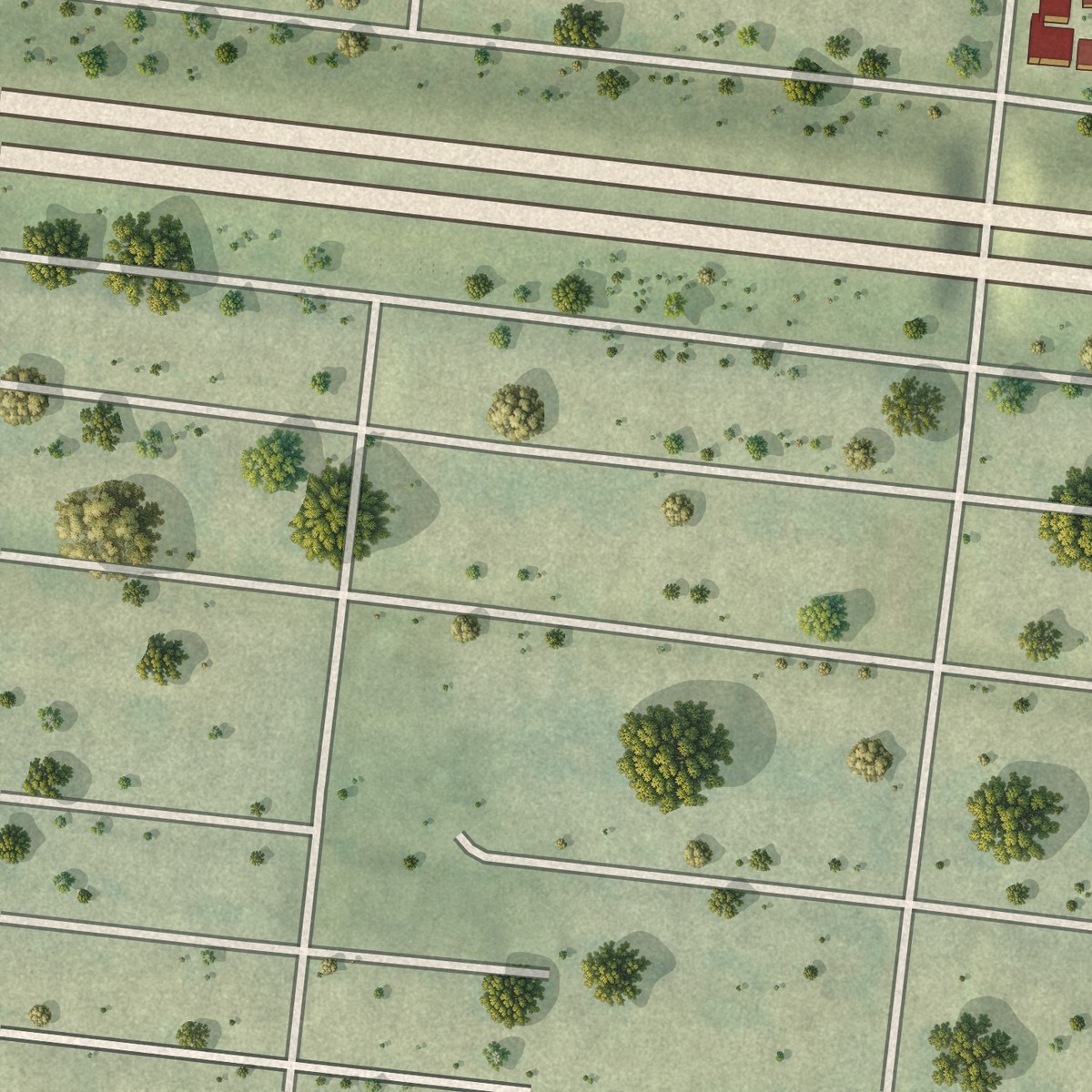 Second close-up of the map of Tiffany, Missouri print showing more streets and buildings