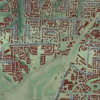 Second close-up of the map of Tigard, Oregon print showing more streets and buildings