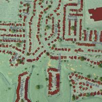 Second close-up of the map of Tiger Point, Florida print showing more streets and buildings