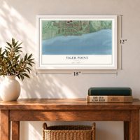 Tiger Point, Florida map, 12 x 18 inch print in a white frame in an entryway