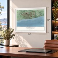 Tiger Point, Florida map, 18 x 24 inch print in a white frame in a home office
