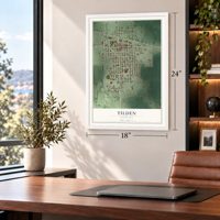 Tilden, Nebraska map, 18 x 24 inch print in a white frame in a home office