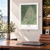 Tilden, Texas map, 18 x 24 inch print in a white frame in a home office