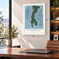 Tilghman Island, Maryland map, 18 x 24 inch print in a white frame in a home office