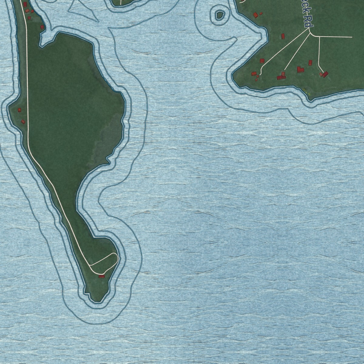 Second close-up of the map of Tilghman Island, Maryland print showing more streets and buildings
