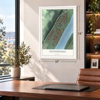 Tiltonsville, Ohio map, 18 x 24 inch print in a white frame in a home office
