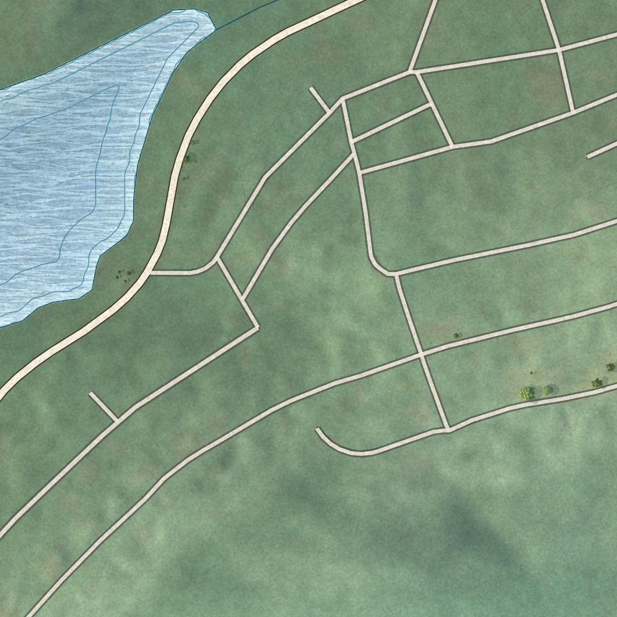 Second close-up of the map of Timber Hills, Pennsylvania print showing more streets and buildings