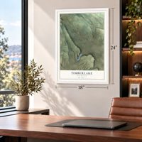 Timberlake, New Mexico map, 18 x 24 inch print in a white frame in a home office