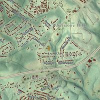Second close-up of the map of Timberlake, Virginia print showing more streets and buildings