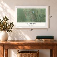 Timberlane, Illinois map, 12 x 18 inch print in a white frame in an entryway