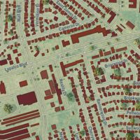 Second close-up of the map of Timberlane, Louisiana print showing more streets and buildings