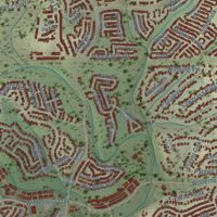 Second close-up of the map of Timberwood Park, Texas print showing more streets and buildings