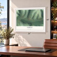 Timblin, Pennsylvania map, 18 x 24 inch print in a white frame in a home office