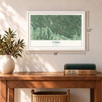 Timbo, Arkansas map, 12 x 18 inch print in a white frame in an entryway