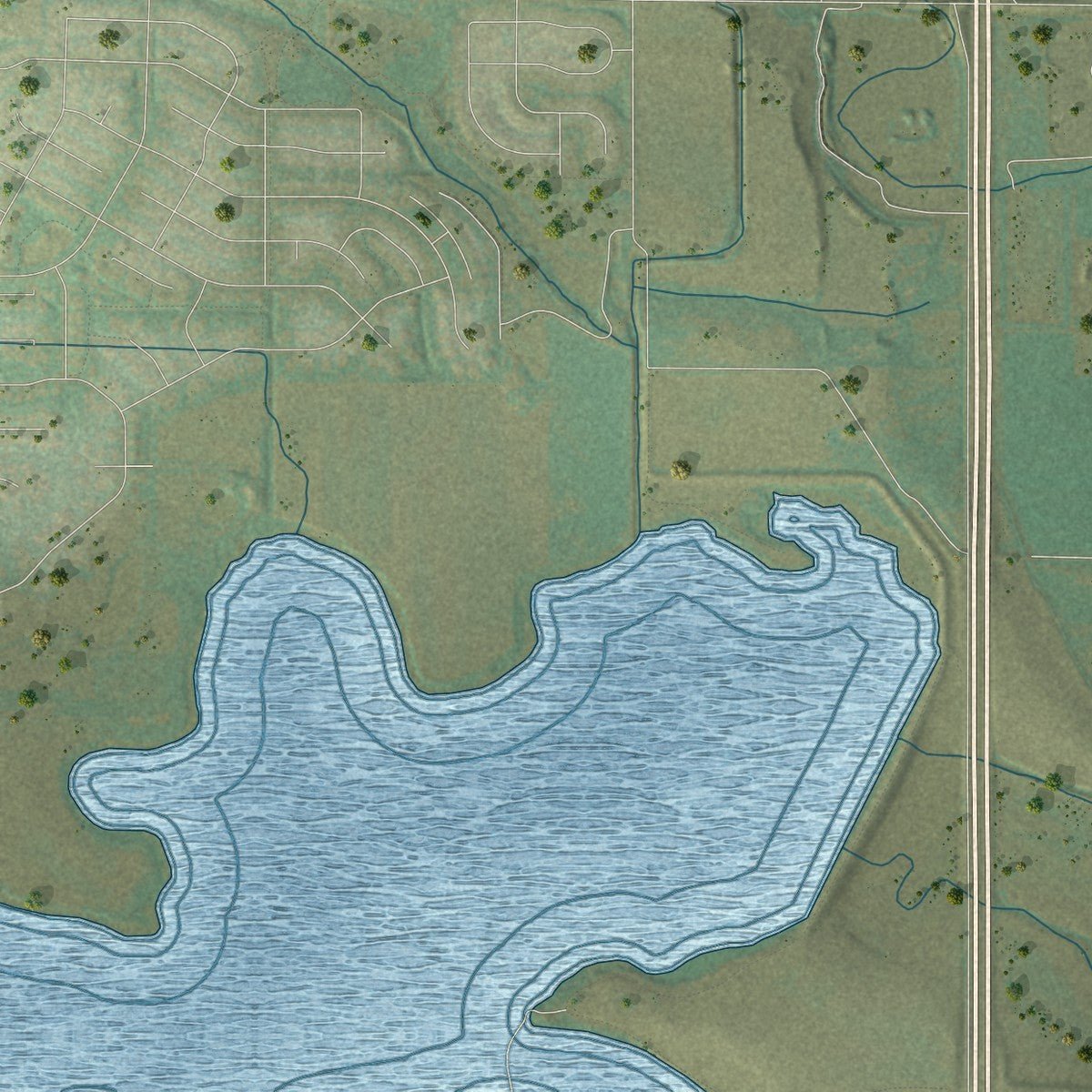 Second close-up of the map of Timnath, Colorado print showing more streets and buildings