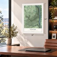 Tinicum, Bucks County, Pennsylvania map, 18 x 24 inch print in a white frame in a home office