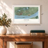 Tinicum, Delaware County, Pennsylvania map, 12 x 18 inch print in a white frame in an entryway