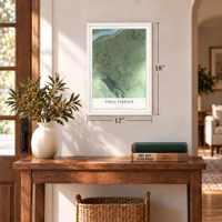 Tioga Terrace, New York map, 12 x 18 inch print in a white frame in an entryway