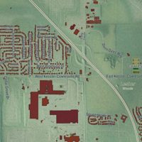 Second close-up of the map of Tipp City, Ohio print showing more streets and buildings