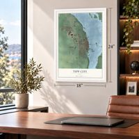 Tipp City, Ohio map, 18 x 24 inch print in a white frame in a home office