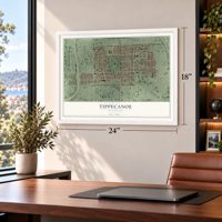 Tippecanoe, Wisconsin map, 18 x 24 inch print in a white frame in a home office