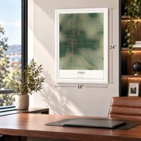 Tiro, Ohio map, 18 x 24 inch print in a white frame in a home office