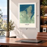 Tisbury, Massachusetts map, 18 x 24 inch print in a white frame in a home office