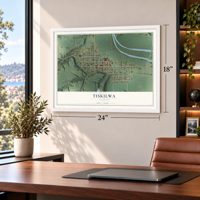 Tiskilwa, Illinois map, 18 x 24 inch print in a white frame in a home office