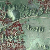 Second close-up of the map of Toa Baja, Puerto Rico print showing more streets and buildings