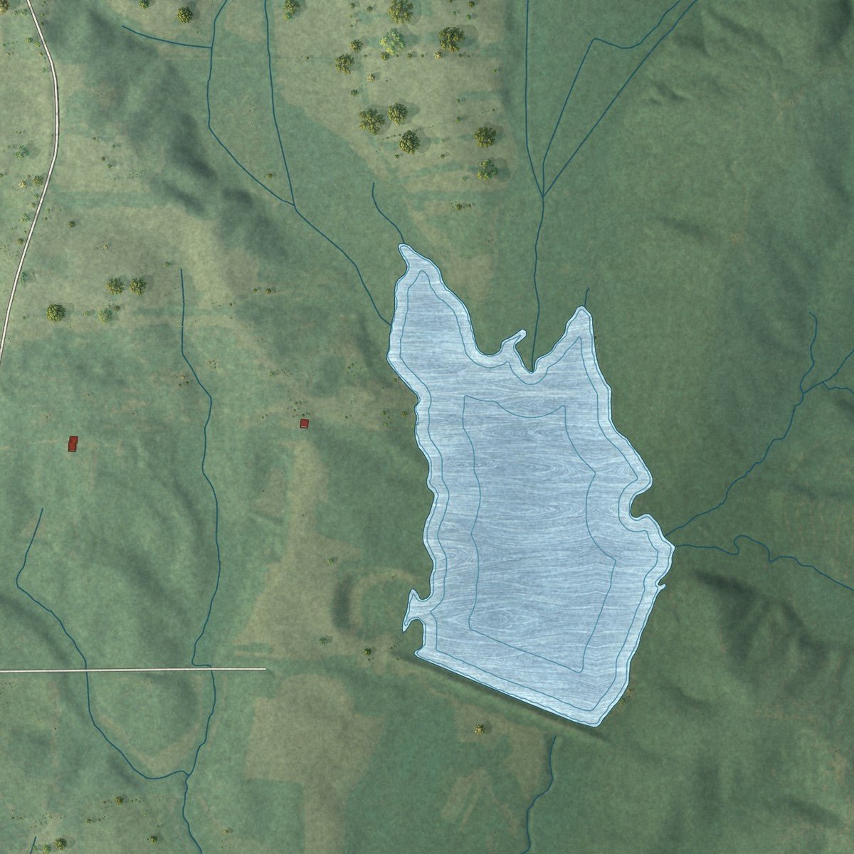 Second close-up of the map of Toccopola, Mississippi print showing more streets and buildings