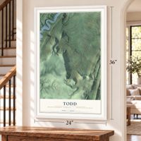 Todd, Huntingdon County, Pennsylvania map, 24 x 36 inch print in a white frame by a staircase