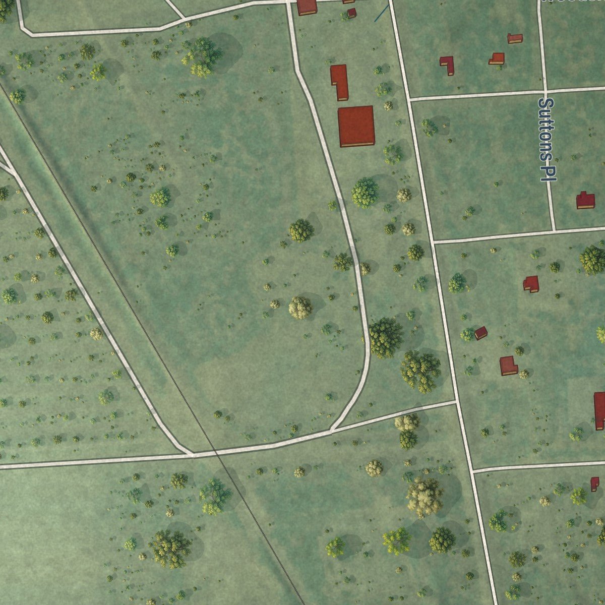 Second close-up of the map of Todd Mission, Texas print showing more streets and buildings