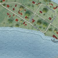Second close-up of the map of Tokeland, Washington print showing more streets and buildings