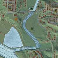 Second close-up of the map of Toledo, Oregon print showing more streets and buildings