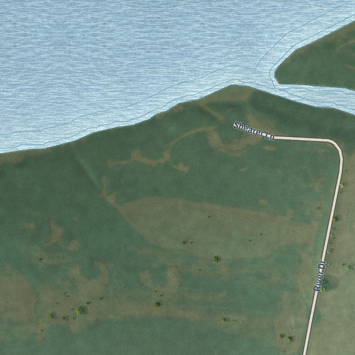 Second close-up of the map of Tolu, Kentucky print showing more streets and buildings